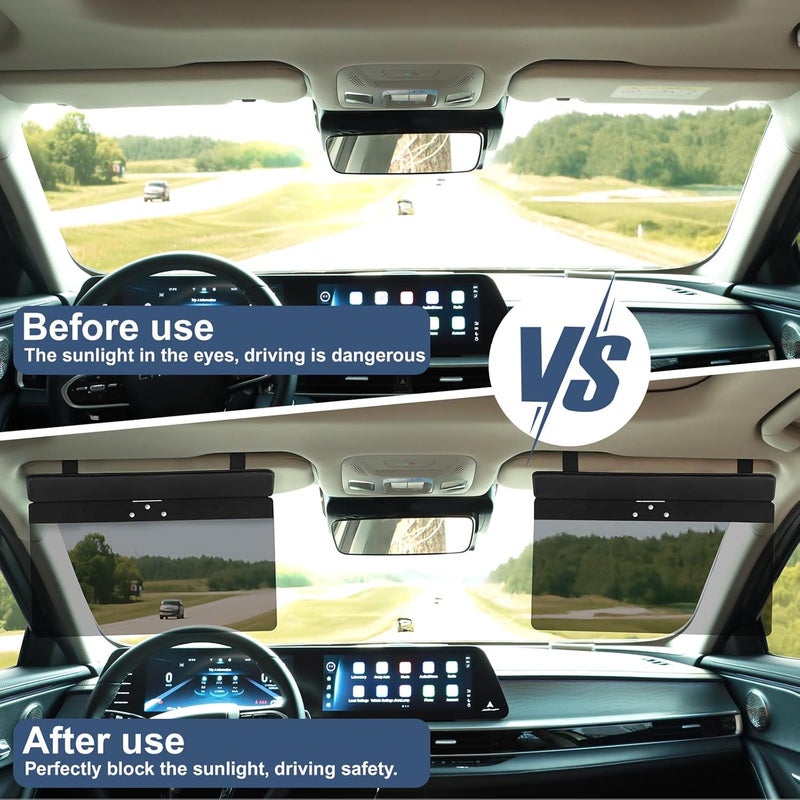 NAZZO Sun Visor Extender for Cars, Adjustable PC Sunshade Lens, Car Sun Visor Extension Blocker, Glare, UV, Stray Light, Snow Blindness Protector, Safe Driving, Universal for Car SUV, Black - Image 2